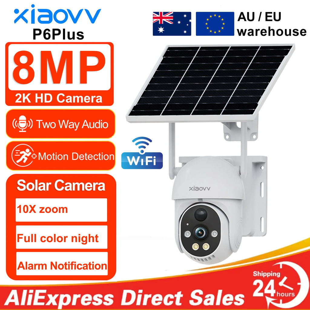 8MP 2K HD WIFI Wireless PTZ Solar Cctv Camera Battery Powered Outdoor IP65 Waterproof IP Security Iphone Camera PIR Night Vision