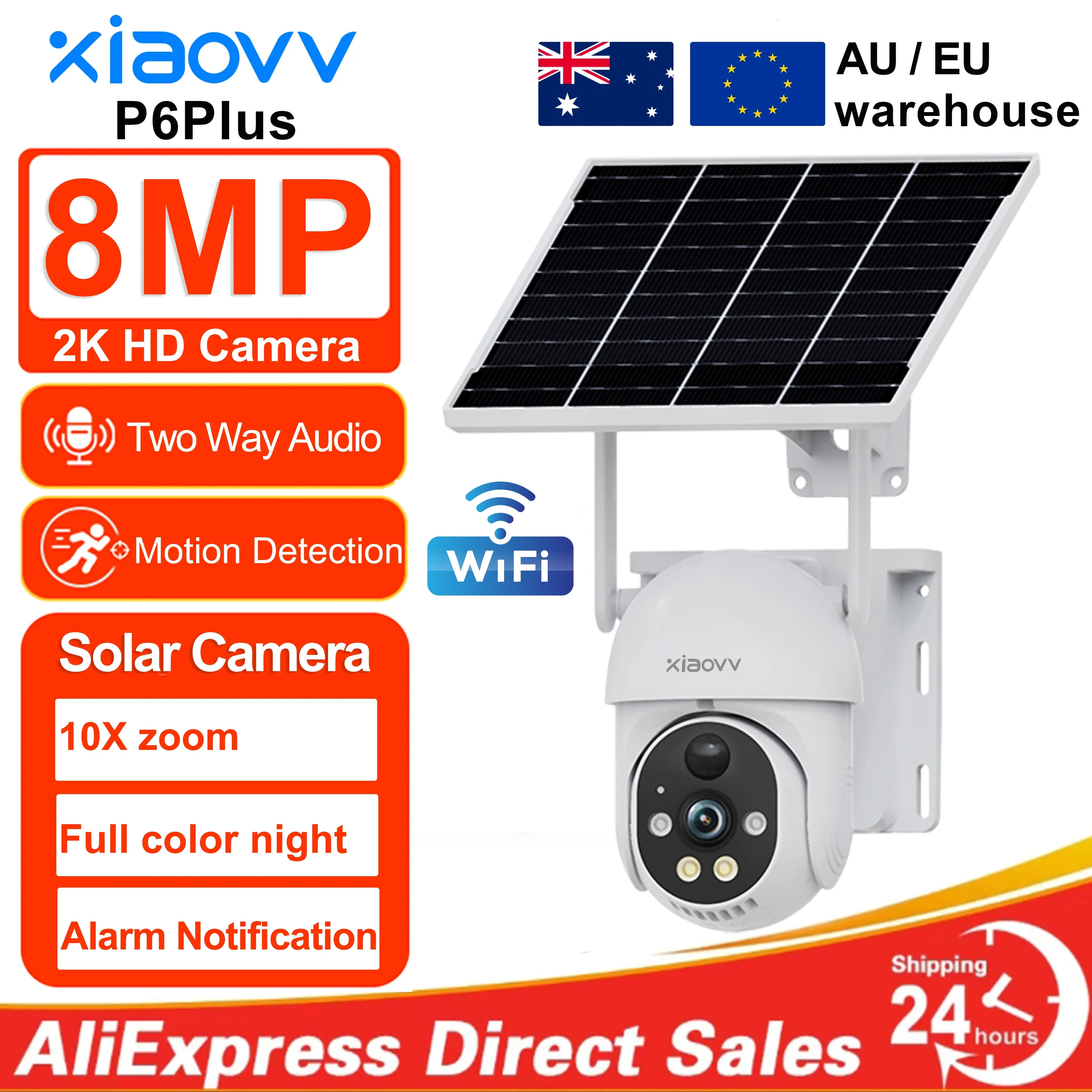 8MP 2K HD WIFI Wireless PTZ Solar Cctv Camera Battery Powered Outdoor IP65 Waterproof IP Security Iphone Camera PIR Night Vision