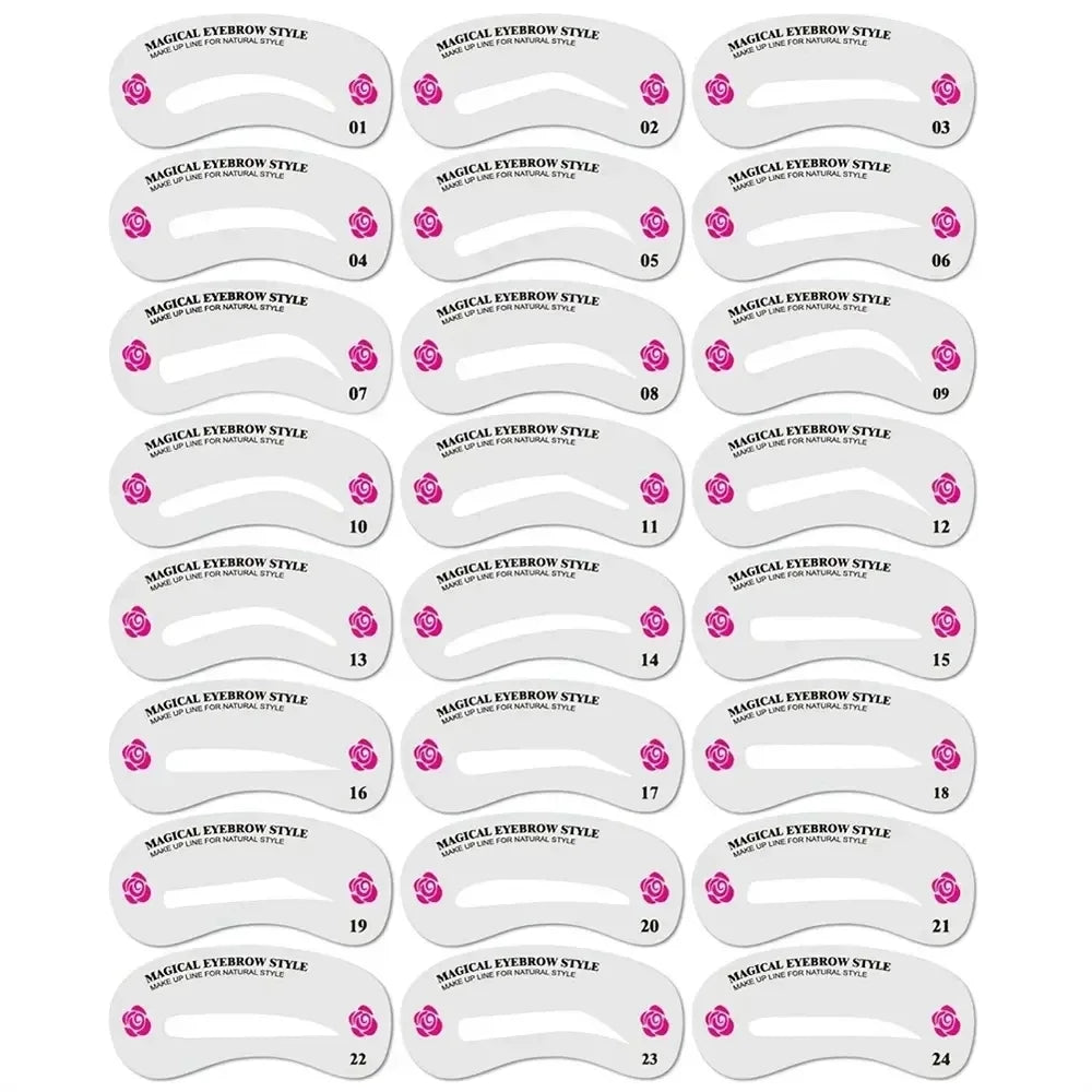 24 Styles Eyebrow Templates Eyebrow Shaping Mold Beauty Makeup Styler Set Template Tools Female Beauty Model