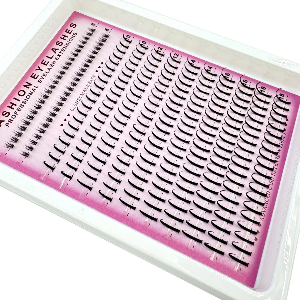 16 Rows Bottom Lashes (6-7mm) and Spikes (15-21mm) Mix DIY Eyelash Extension Wispy Individual Lash Spikes Clusters DIY Lashes Tools