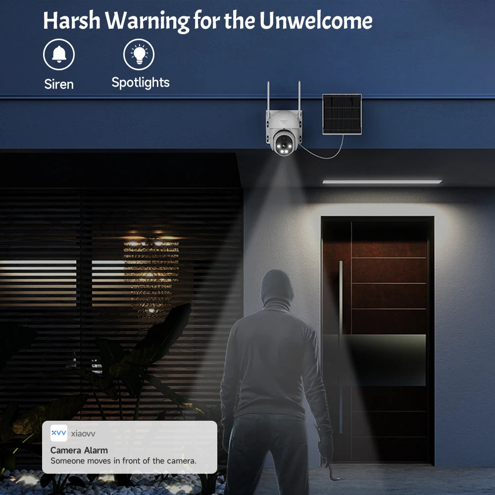 8MP 2K HD WIFI Wireless PTZ Solar Cctv Camera Battery Powered Outdoor IP65 Waterproof IP Security Iphone Camera PIR Night Vision