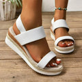 Women's Sandals Wedge Platform Shoes Open Toe Solid Color Beach Shoes Non-slip Sandals Slip on Elastic Fabric Sandals