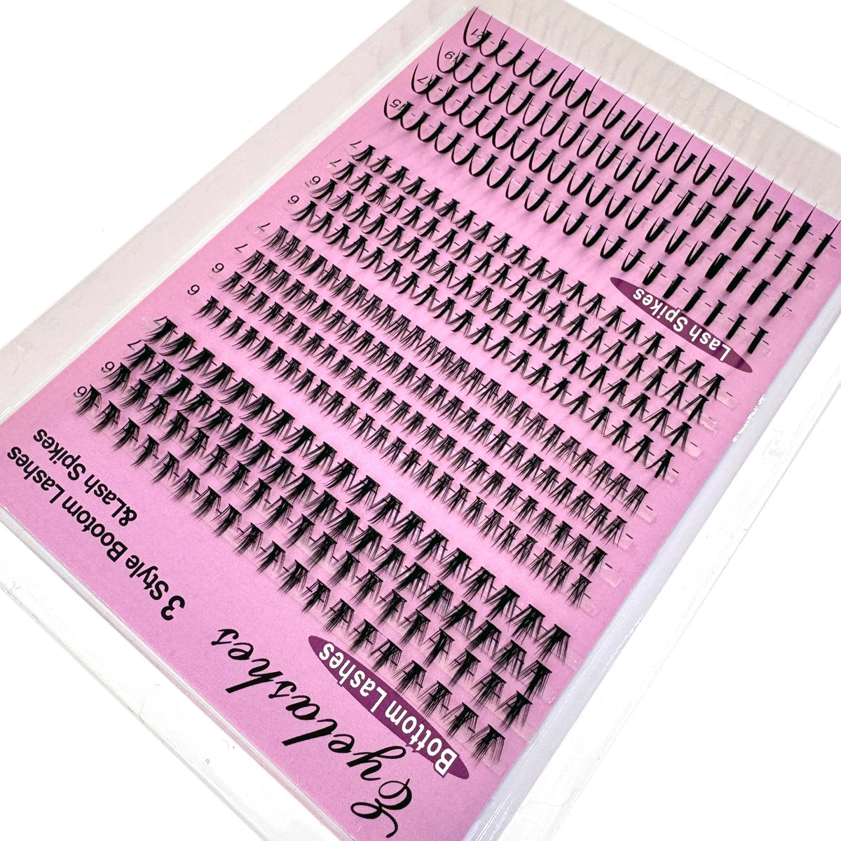 16Rows Bottom Lashes(6-7mm) and Spikes(15-21mm) Mix DIY Eyelash Extension Wispy Individual Lash Spikes Clusters DIY Lashes Tools