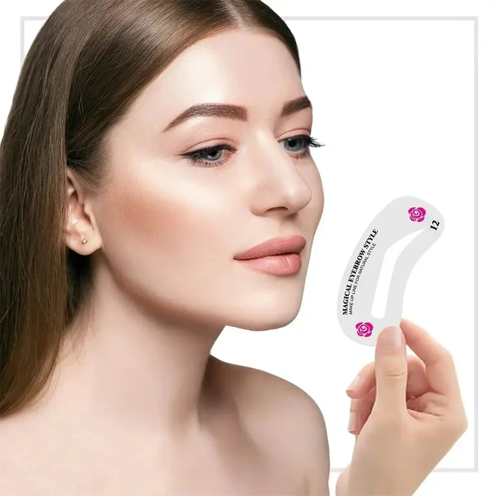 24 Styles Eyebrow Templates Eyebrow Shaping Mold Beauty Makeup Styler Set Template Tools Female Beauty Model