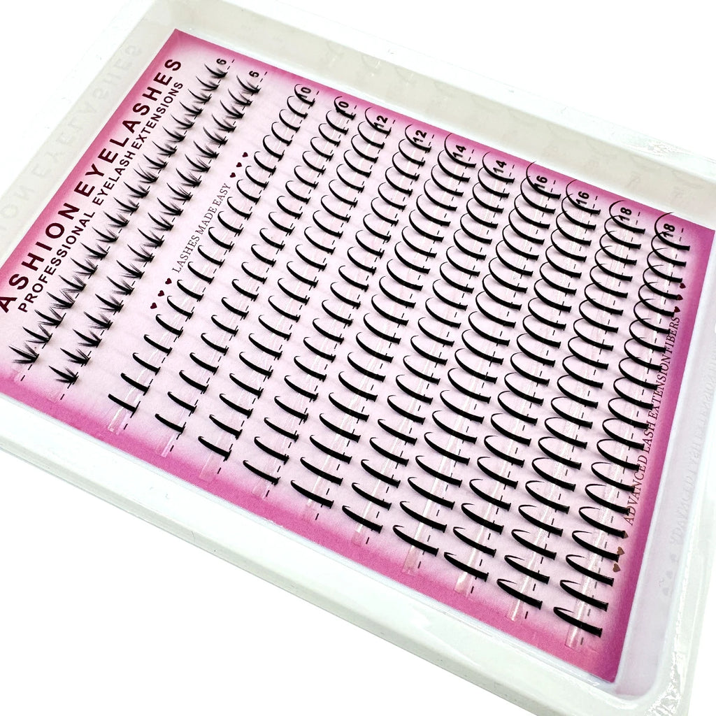 16 Rows Bottom Lashes (6-7mm) and Spikes (15-21mm) Mix DIY Eyelash Extension Wispy Individual Lash Spikes Clusters DIY Lashes Tools