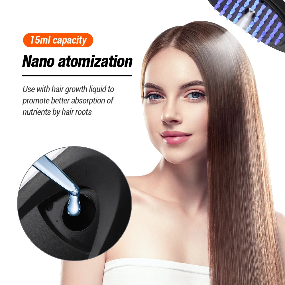 Electric Spray Massage Comb Hair Growth Vibration Head Massager Brush LED Anti Hair Loss Scalp Liquid  Atomizing Comb