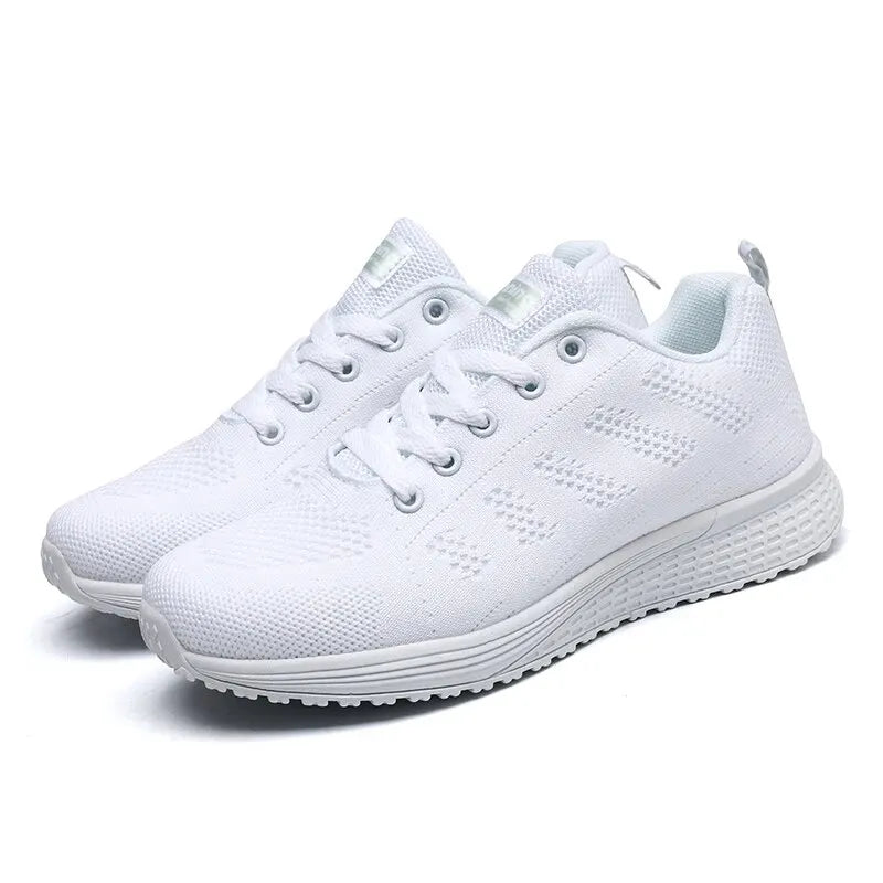 Women Casual Shoes Fashion Breathable Walking Mesh Flat Shoes Sneakers White Female Footwear